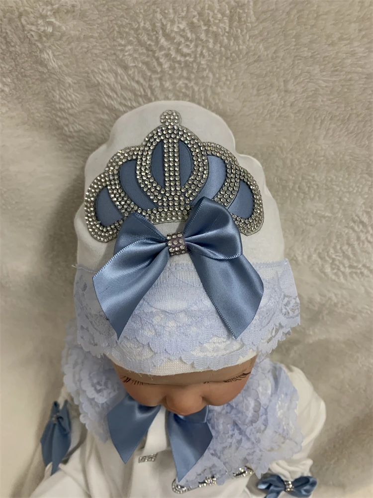 Mono de algodón con nombre personalizado para bebé, ropa de bebé recién nacido, rosa y dorado, corona de diamantes de imitación, Conjunto de pijama blanco - imagen 3