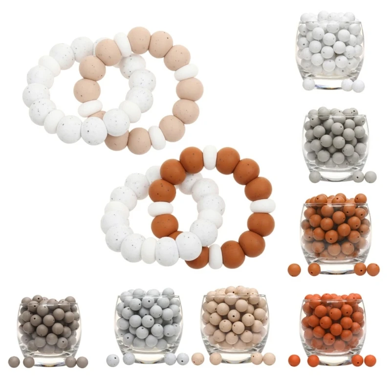 20 piezas cuentas redondas de silicona de 15mm para bebé, cuentas para mordedor de silicona para fabricación de joyería, collar DIY, cadena de chupete - imagen 3