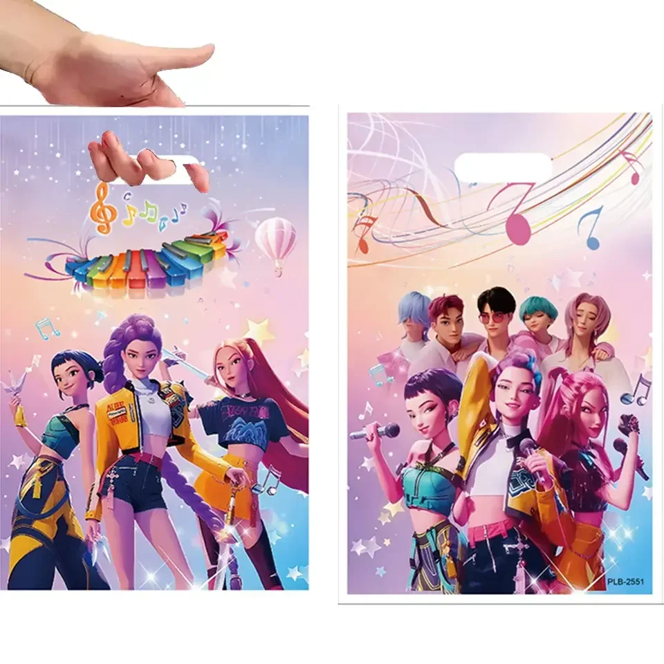 Bolsas de regalos de cazadores de demonios Kpop, bolsa de dulces desechable para niños, suministros para fiestas de cumpleaños temáticas, bolsas Goody, recuerdos para Baby Shower, 10 Uds. - imagen 5