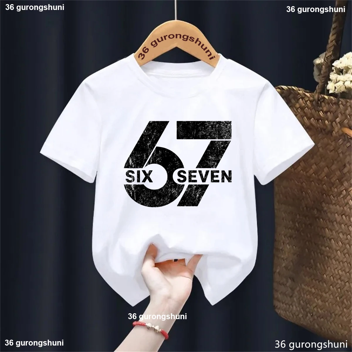 Camiseta kawaii para niños Six Seven Meme - Harajuku de moda - imagen 2