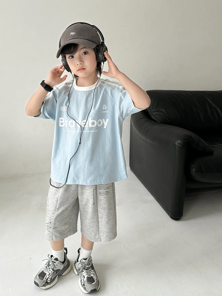 Camiseta de verano para niño – Algodón puro con estampado de letras - imagen 2