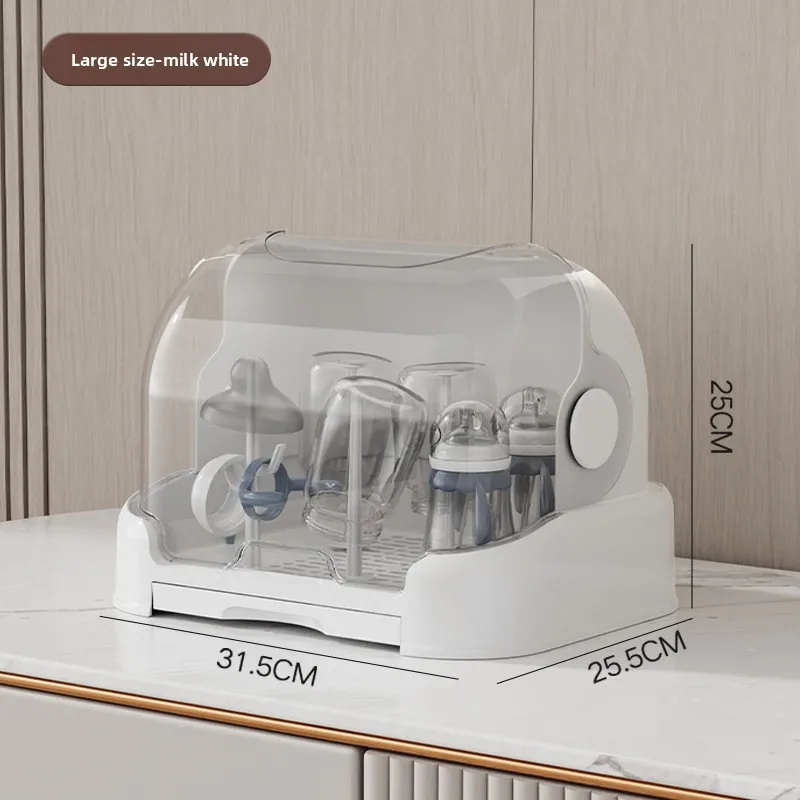 Caja organizadora de biberones con tapa, escurridor a prueba de polvo para vajilla de bebé, Material PP transparente, secado rápido, diseño grueso - imagen 2