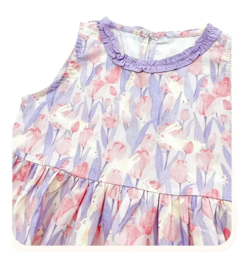 Conjunto niña top sin mangas floral y pantalón ancho veraniego - imagen 3