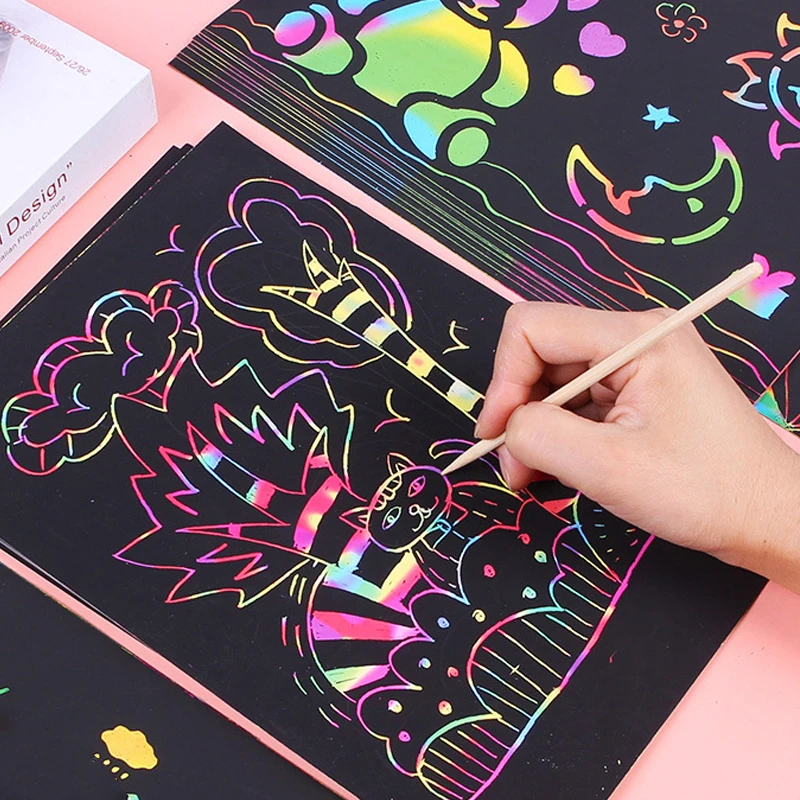 Papel de rascar arcoíris para niños – Juego creativo y sensorial