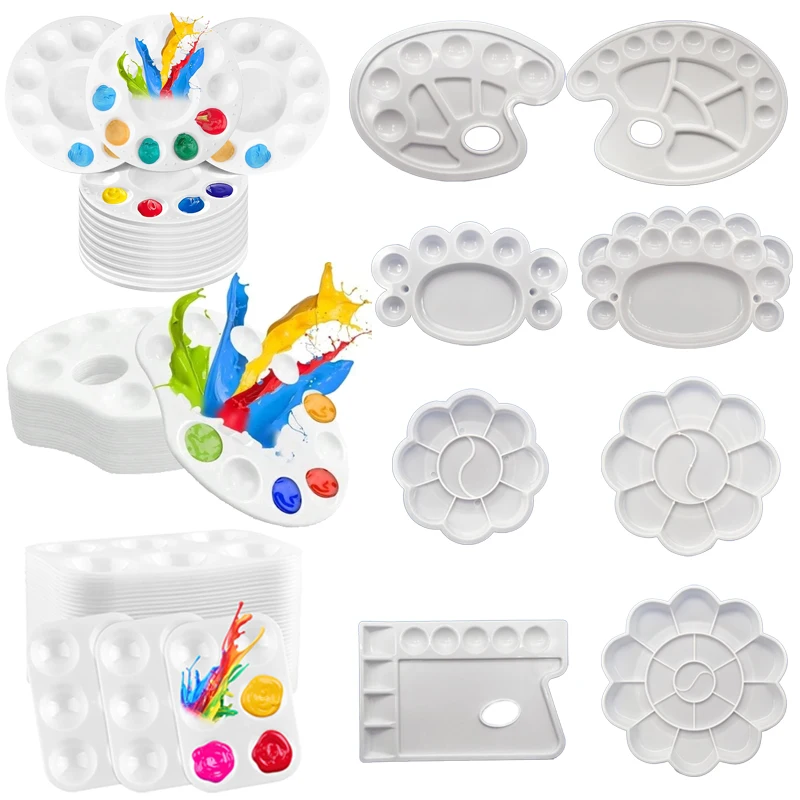 Bandeja de pigmentos de paleta de colores, suministros educativos de oficina de plástico, equipo fácil de limpiar, adecuado para estudiantes de arte principiantes TMZ