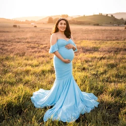 Vestido de maternidad de verano sirena con cuello V y volante