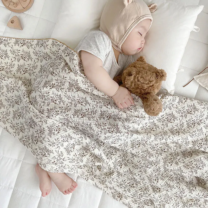 Manta de verano de muselina floral para bebé – Algodón suave - imagen 2
