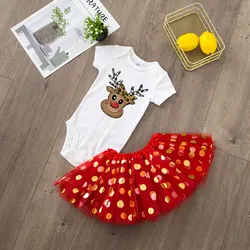 Conjunto Navidad bebé niña mameluco y tutú con estampado de ciervos