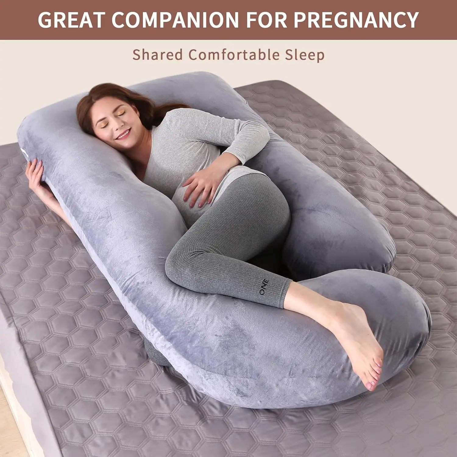 Almohada de embarazo, almohada de cuerpo completo en forma de G, almohada de maternidad para dormir lateral, almohada corporal de embarazo para mujeres embarazadas soporte - imagen 5