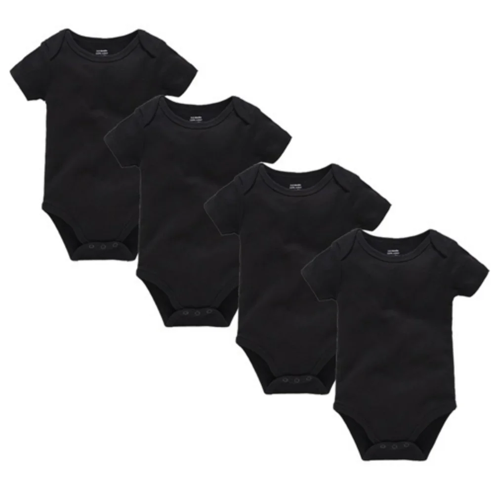 Kavkas 4 unids/lote Body para bebé de 0 a 3 meses de manga corta 100% algodón diseño negro mono para recién nacido