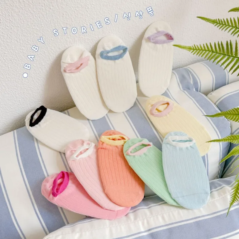 4 par/set de calcetines tobilleros cortos de Color gelatina de verano para niños pequeños, niños y niñas, calcetines finos transpirables de algodón suave, calcetines invisibles de malla - imagen 2