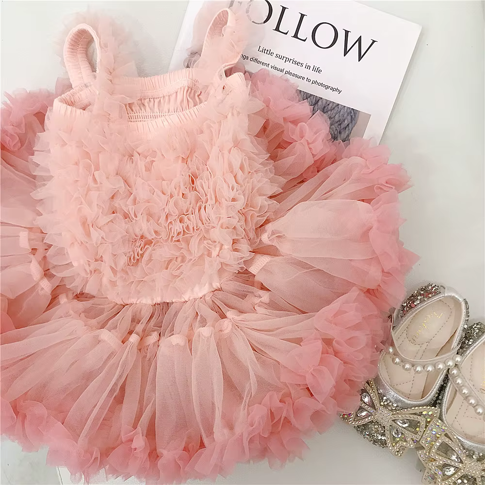 Somenie Vestido tutú de tul esponjoso para niña – Fiesta de princesa