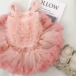 Somenie Vestido tutú de tul esponjoso para niña – Fiesta de princesa