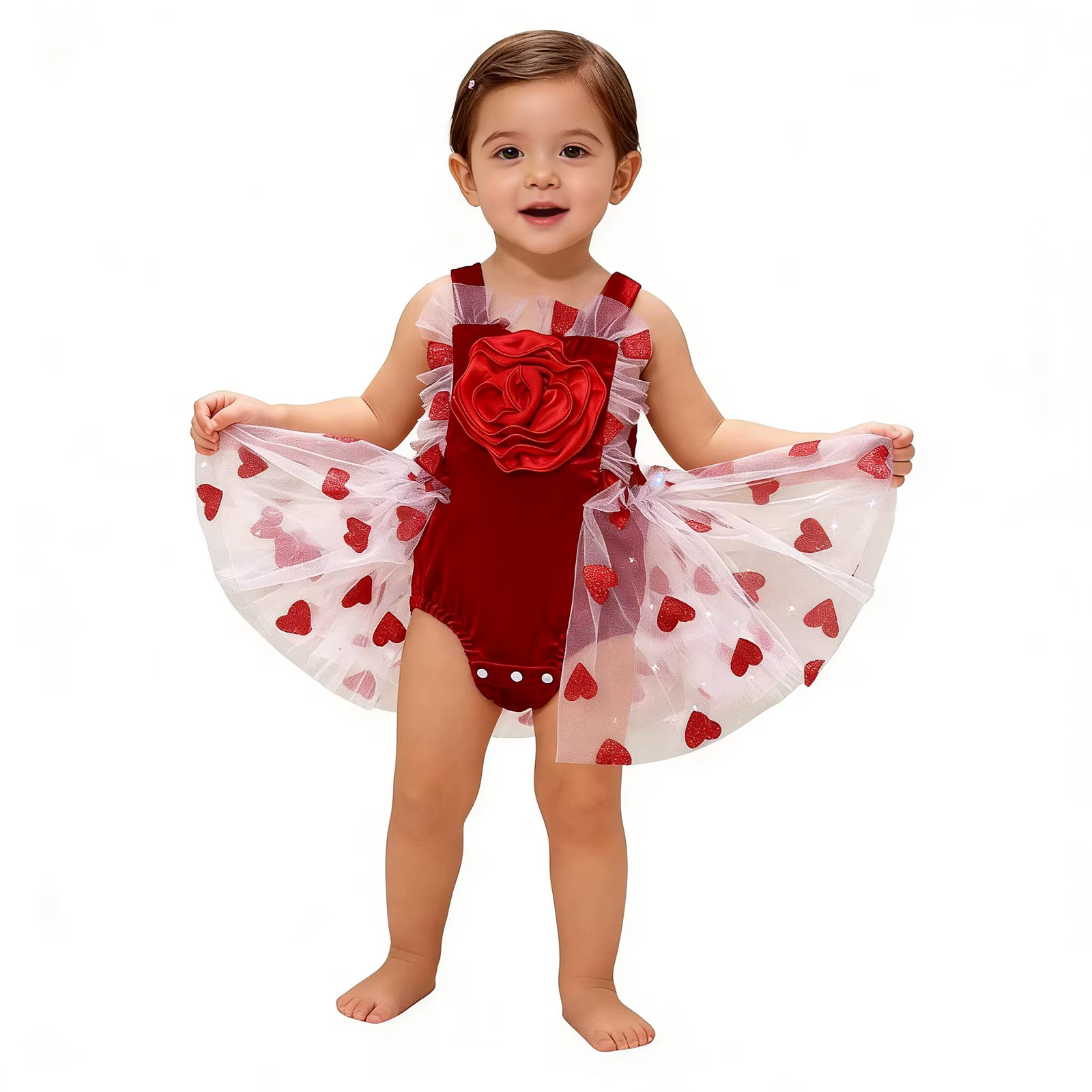 Vestido de San Valentín para bebé niña – Tul y terciopelo - imagen 3
