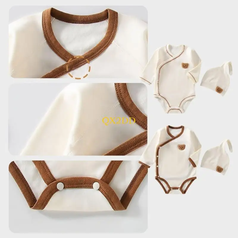 Delio dibujos animados QX2D Rompero para bebés recién nacidos algodón suave algodón largo con traje ropa traje - imagen 4