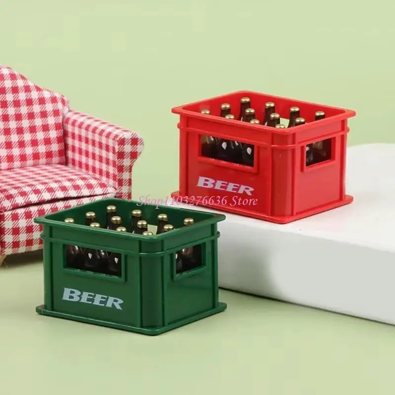 R6FD Maniatura Dollhouses Beer Beer Beer Crate Modelo Figurine para 1/12 Casas muñecas Decoración Props - imagen 5