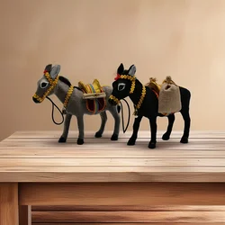 Adorno de burro negro soplado a mano, decoración navideña artesanal, colección de animales de granja para árbol de Navidad, regalo de cumpleaños, 1 ud.