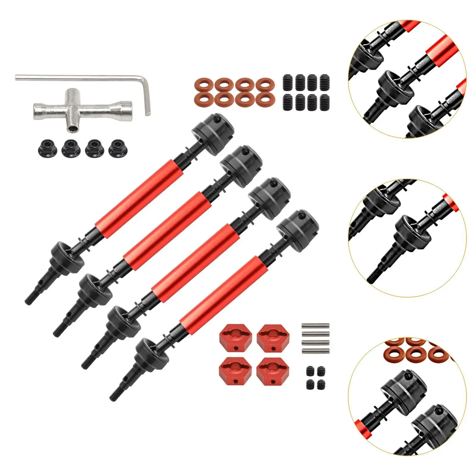 4Pcs CVD Front & Rear Drive Shaft RC Car Upgrades Parts DIY Modified Assembly Drive Shaft Axles for 1:10 Sacle Car Hobby