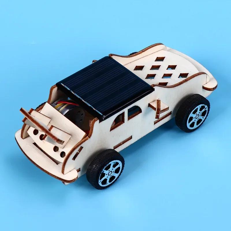 1 Uds DIY Kit de coche de madera con energía Solar juguetes para niños regalo ciencia creativa rompecabezas inventos moda al aire libre montar coche de juguete - imagen 2