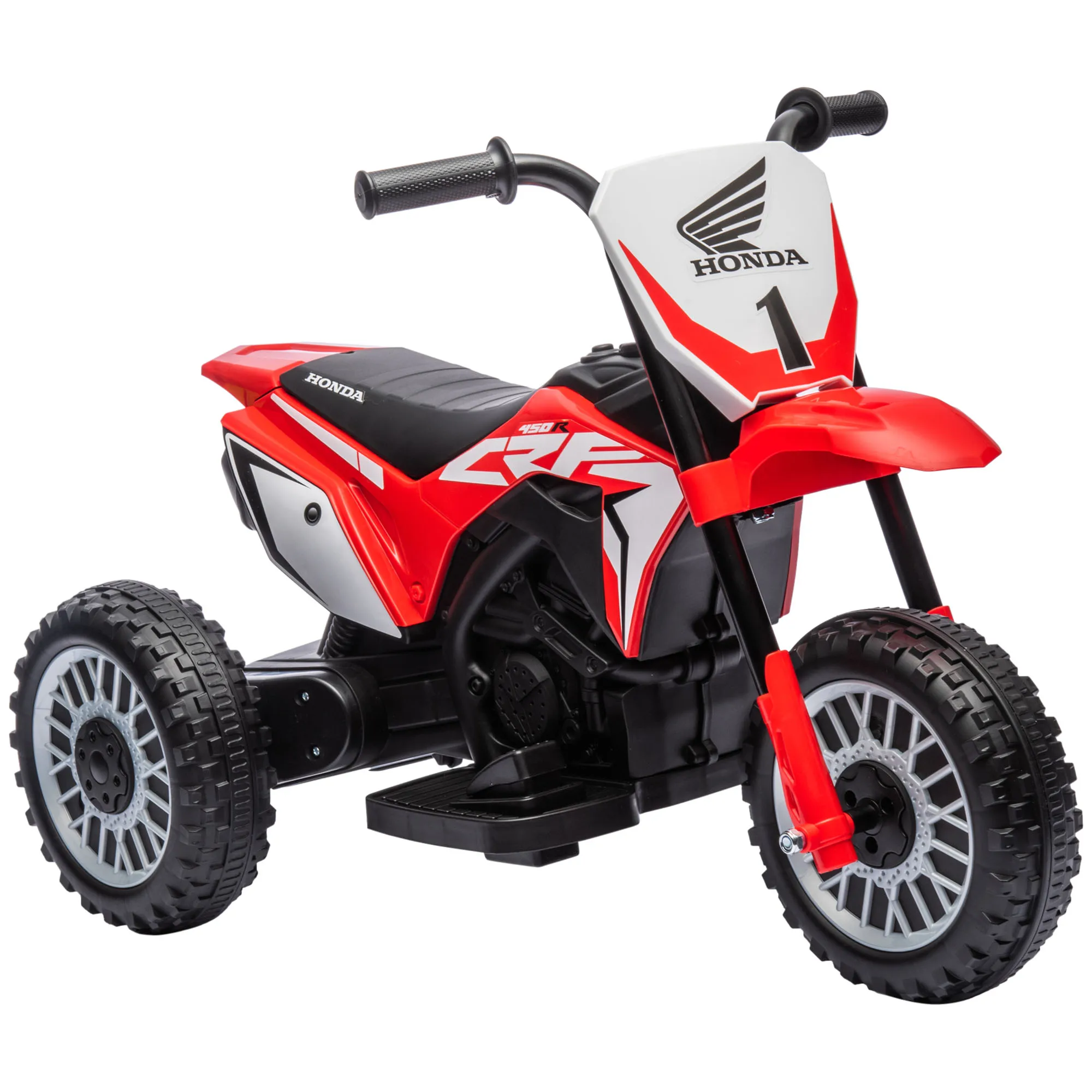HOMCOM Moto Eléctrica con Licencia Honda CRF450RL para Niños de +18 Meses Motocicleta de Batería 6V con Velocidad 3 km/h Bocina y Sonido de Arranque Carga 25 kg 71x40,5x43,5 cm