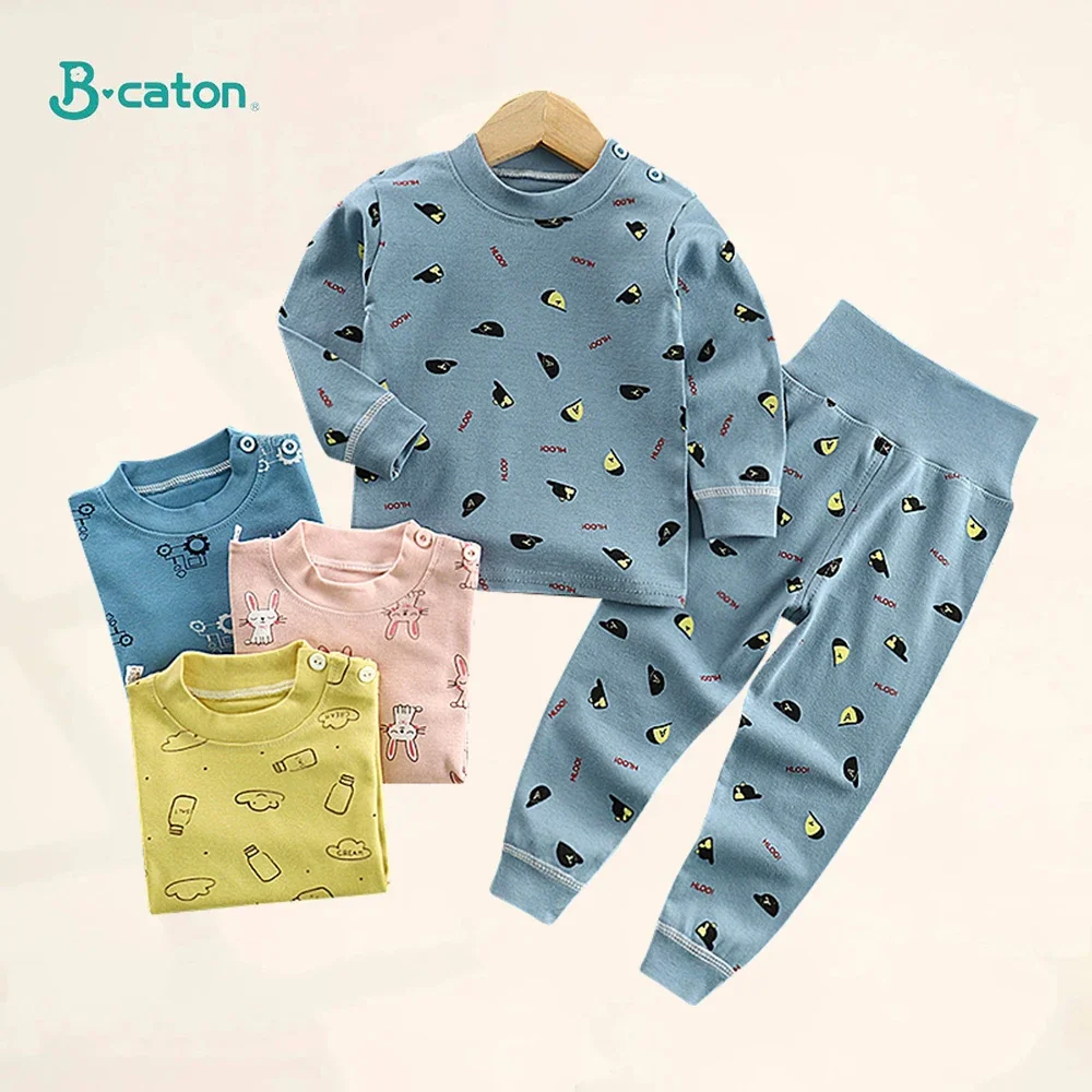 Conjunto de pijamas para niños de primavera y otoño, conjuntos de Calzoncillos largos de algodón de cintura alta para niños y niñas, conjunto de ropa interior de algodón para 1-6 años - imagen 2