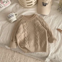 Suéter de invierno para niños punto suave vintage cuello redondo