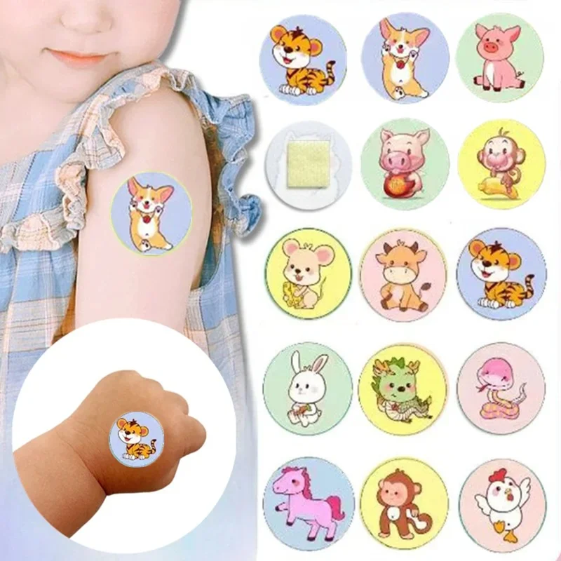 120 unids/set tirita redonda de dibujos animados piel vacuna inyección agujero parche para niños heridas yeso vendajes adhesivos