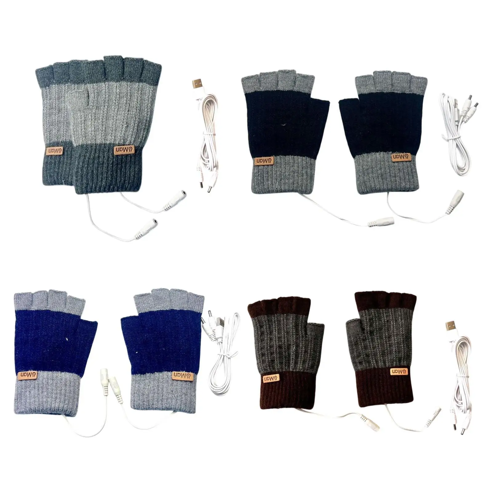 Guantes calefactables USB para hombres y mujeres sin dedos para ciclismo, trabajo, escritura, deportes, portátil - imagen 4