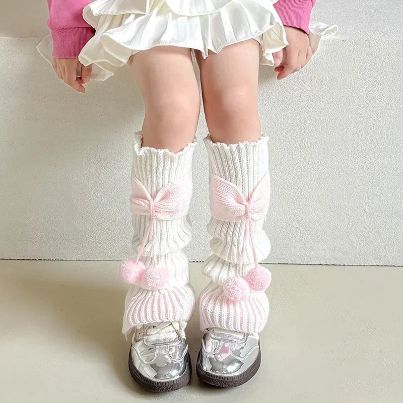 1 par de calcetines sueltos con lazo de moda coreana para niños y niñas, calentadores de piernas con lazo de Lolita para niños, calcetín escolar de algodón suave para primavera y otoño - imagen 4