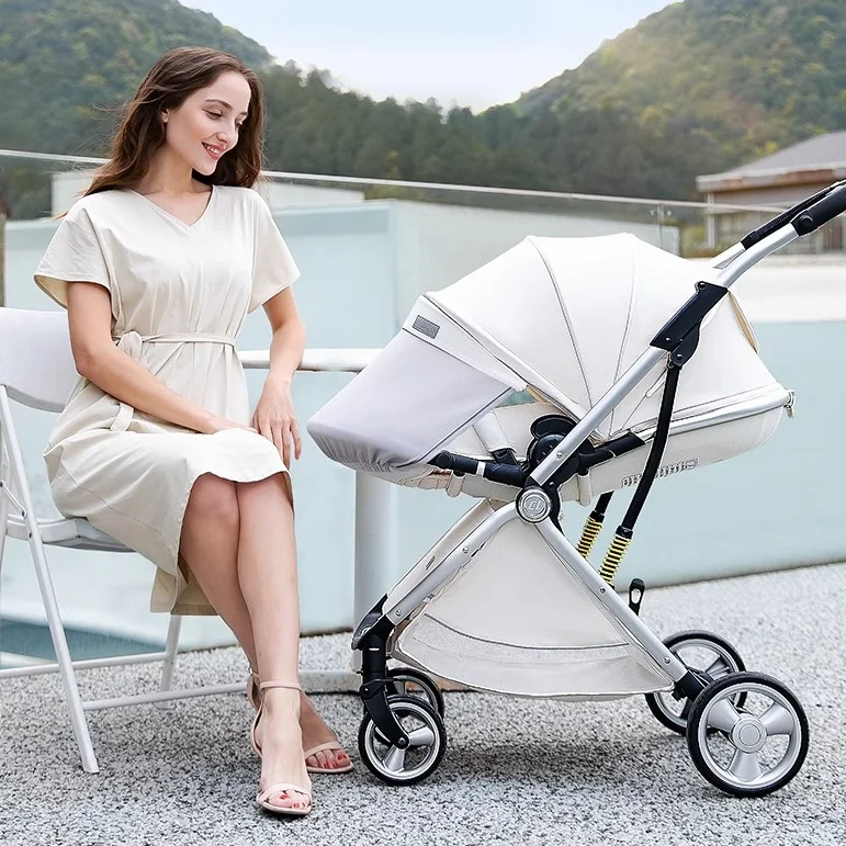 2025 nuevo cochecito de bebé ligero, cochecito de bebé de alta vista, plegable, asiento bidireccional, con mosquitera, cochecito de bebé absorbente de golpes - imagen 2