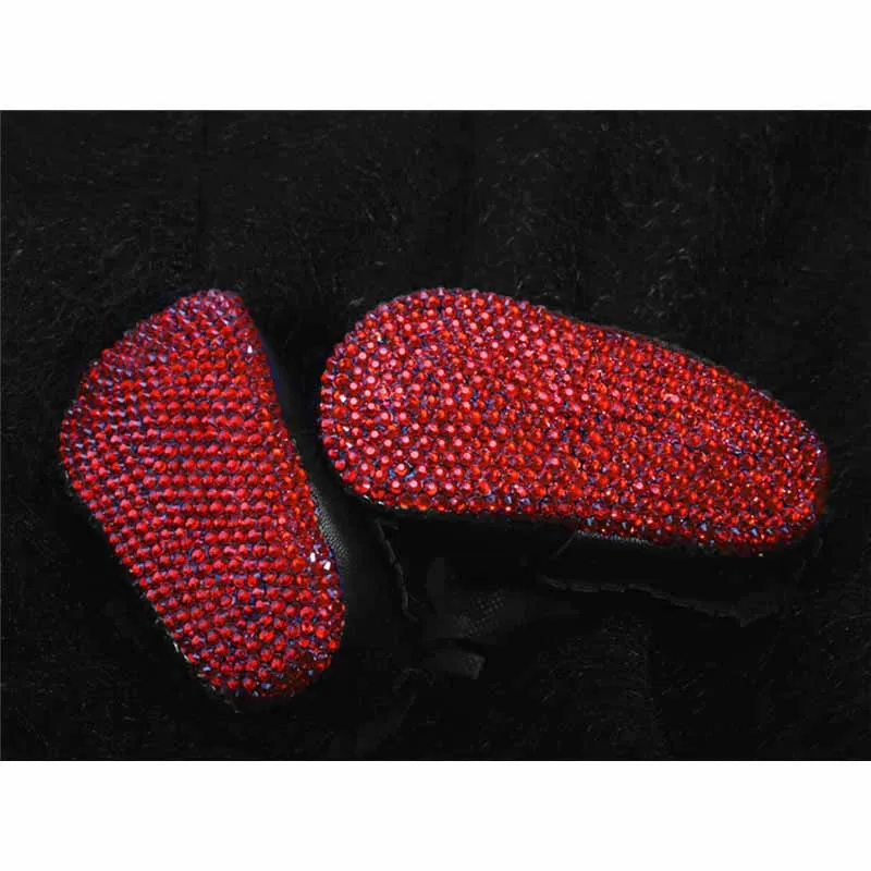 Zapatos de vestir de Ballet para niñas pequeñas, mocasines brillantes con suela de cristal rojo, con diamantes de imitación personalizados, de cuero - imagen 3