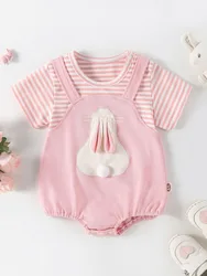 MILANCEL 2024 Mono de verano para niñas pequeñas con conejito