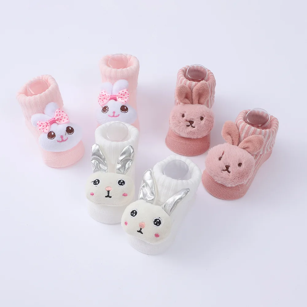 3 pares de calcetines para bebé recién nacido, bonitos calcetines de algodón con animales de dibujos animados, calcetines finos para bebé, accesorios de ropa cómodos y transpirables para niños - imagen 2