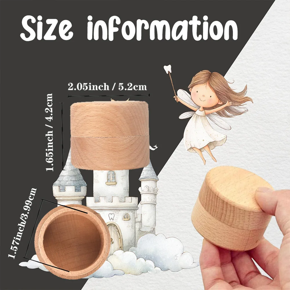 Caja de Hada de los dientes de madera personalizada, caja de almacenamiento de recuerdos de madera con dientes bonitos, regalos de cumpleaños para niños, regalo para Baby Shower - imagen 3