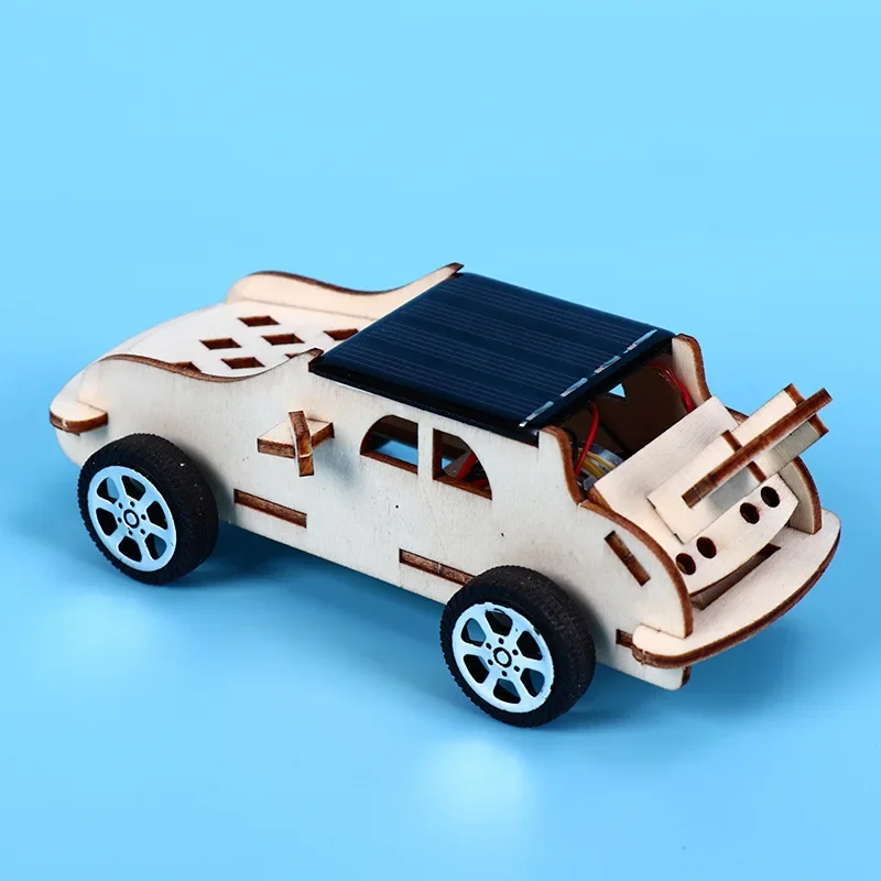 1 Uds DIY Kit de coche de madera con energía Solar juguetes para niños regalo ciencia creativa rompecabezas inventos moda al aire libre montar coche de juguete - imagen 4