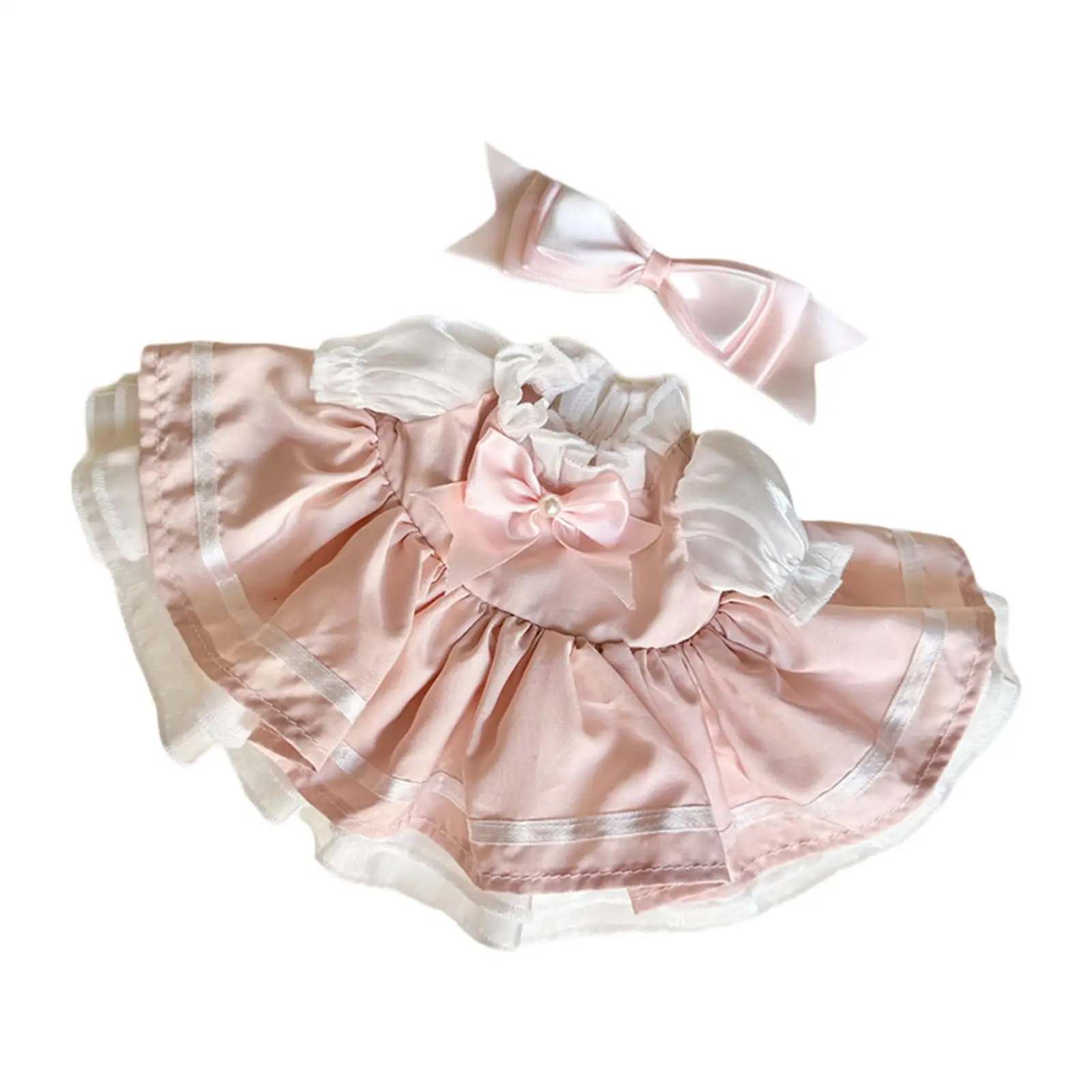 2Pcs Dolls Princess Dress with Headdress Handmade Clothing Stylish Costume Accessory Miniature Clothes for 38cm Plush Doll