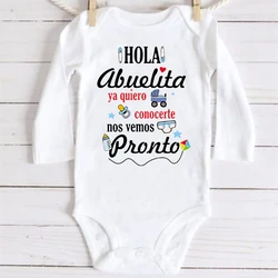 Hola abuela que quiero conocerte te verás pronto Body para bebé anuncio de embarazo ropa infantil recién nacido mameluco de manga larga