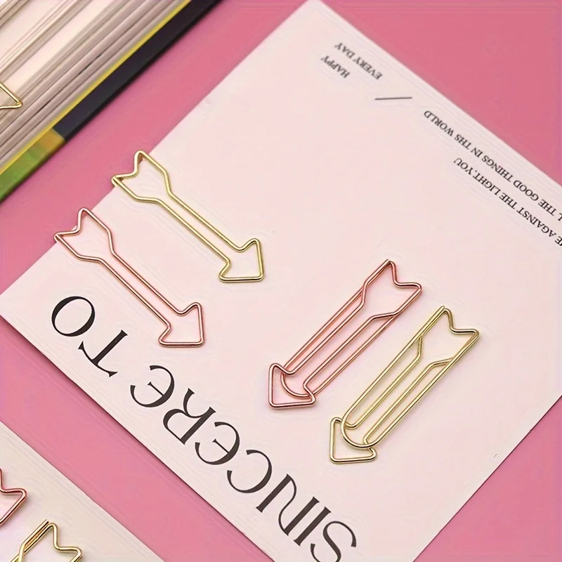 10pcs Arrow-Shaped Metal Paper Clips - for Office, Memo, and File Binding, Durable Metal Construction, Paper Clips for Desk - imagen 4