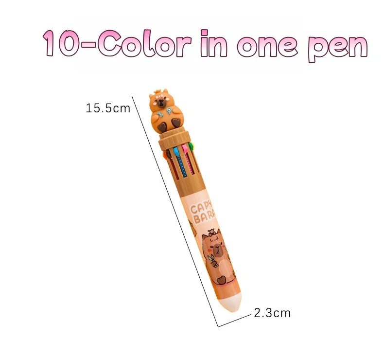 Bolígrafo capibara multicolor para estudiantes – Tinta suave - imagen 2