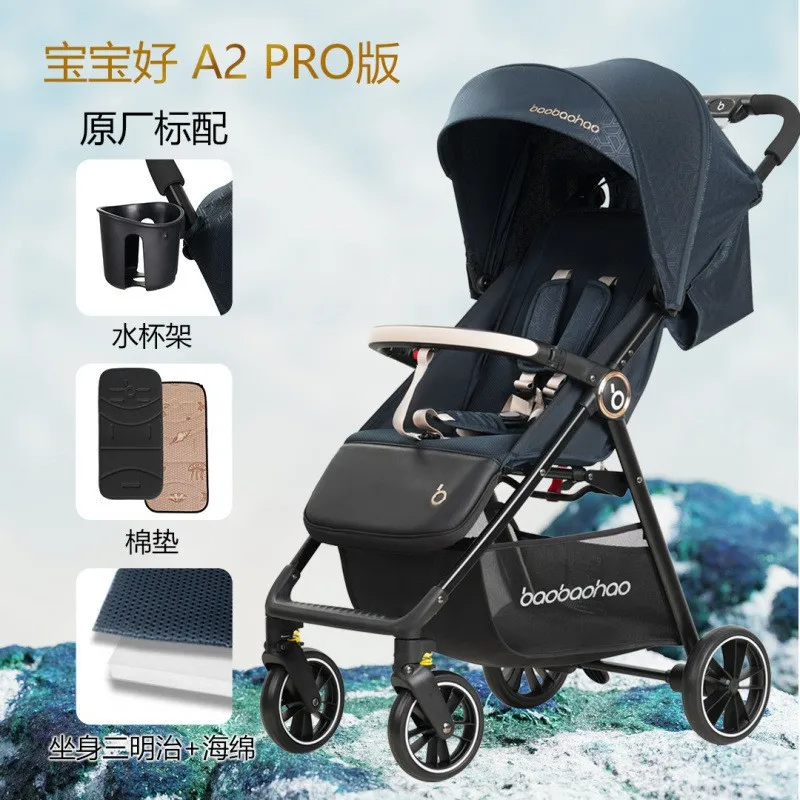 Cochecito de bebé con bolsillo, ligero, puede sentarse o acostarse, cochecito de bebé plegable con un clic - imagen 5