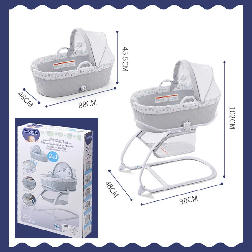 Cuna mecedora 2 en 1 con estante infantil – Estructura de acero - imagen 5