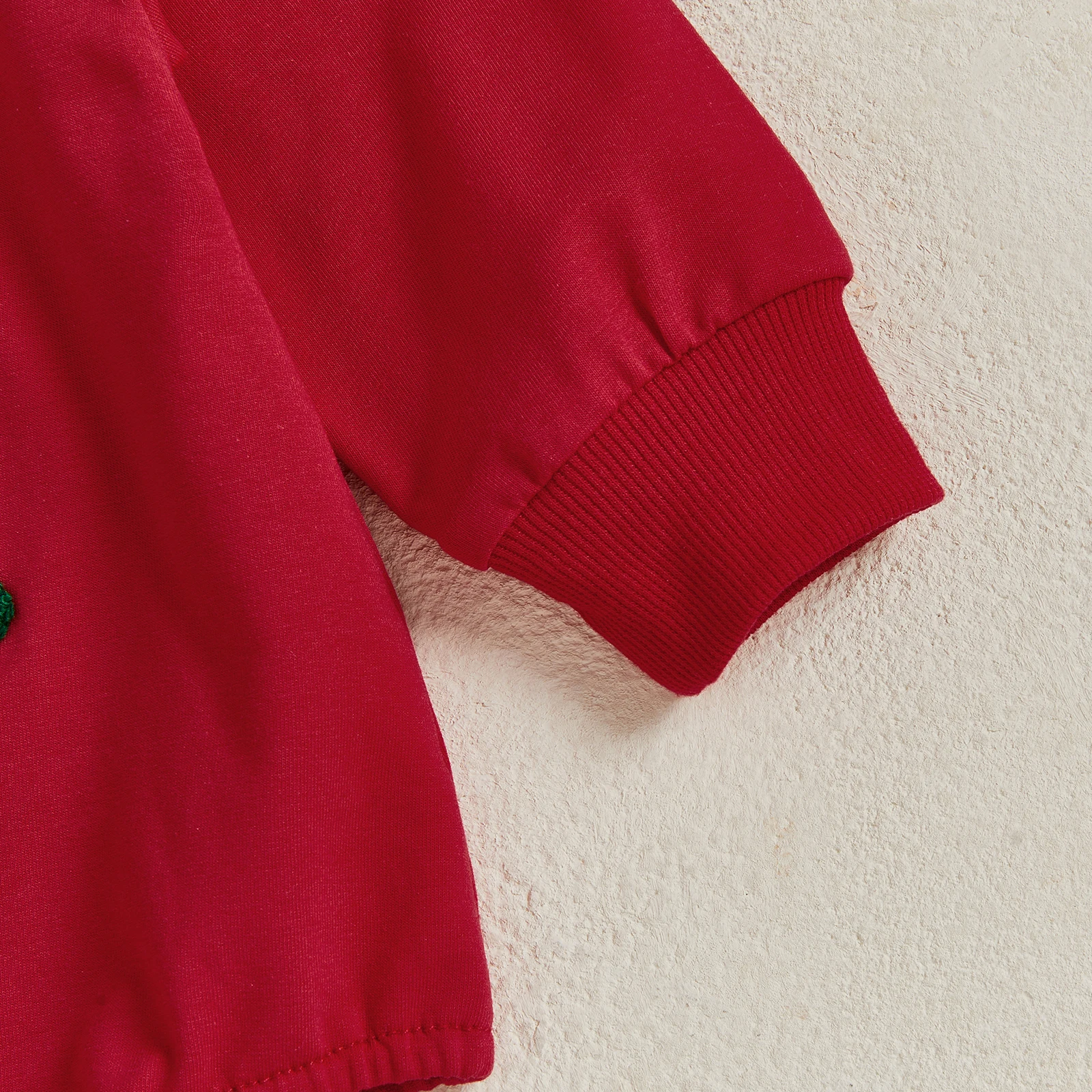 Sudadera navideña para bebé de 0 a 18 meses, mameluco con bordado de árbol, mono de burbujas con cuello redondo y manga larga - imagen 5