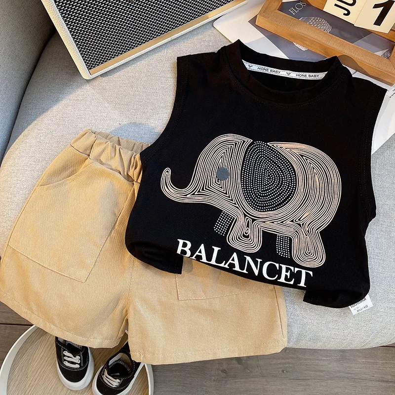 Conjunto verano bebé: tops algodón sin mangas y pantalón corto