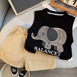 Conjunto verano bebé: tops algodón sin mangas y pantalón corto