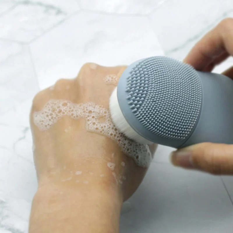 1 cepillo de champú de silicona, cepillo de champú para bebé, masaje de dos caras de silicona para bebé, herramienta de cuidado facial exfoliante de pelo suave - imagen 3