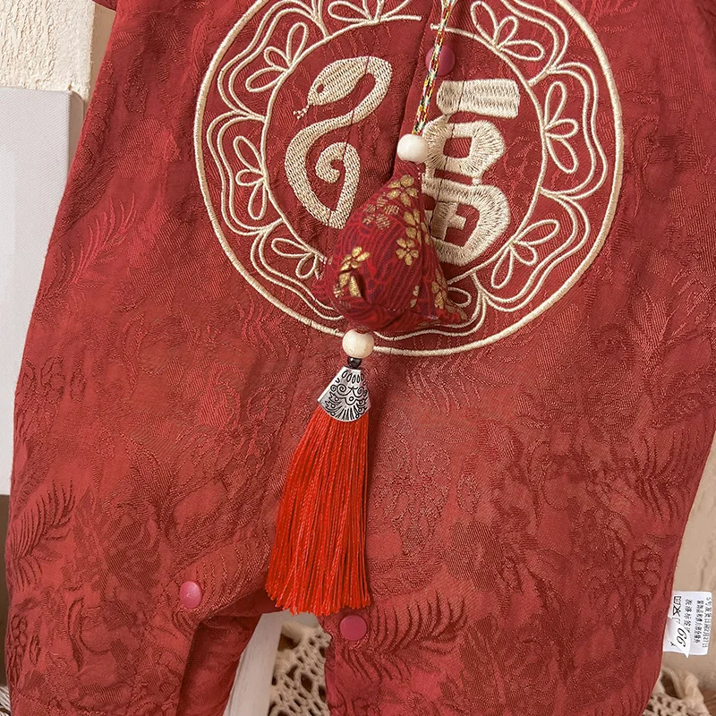 Peleles de verano, ropa para niño de 0 a 3 meses, monos de manga corta con estampado bonito bordado de estilo chino, artículos para recién nacidos B024 - imagen 5