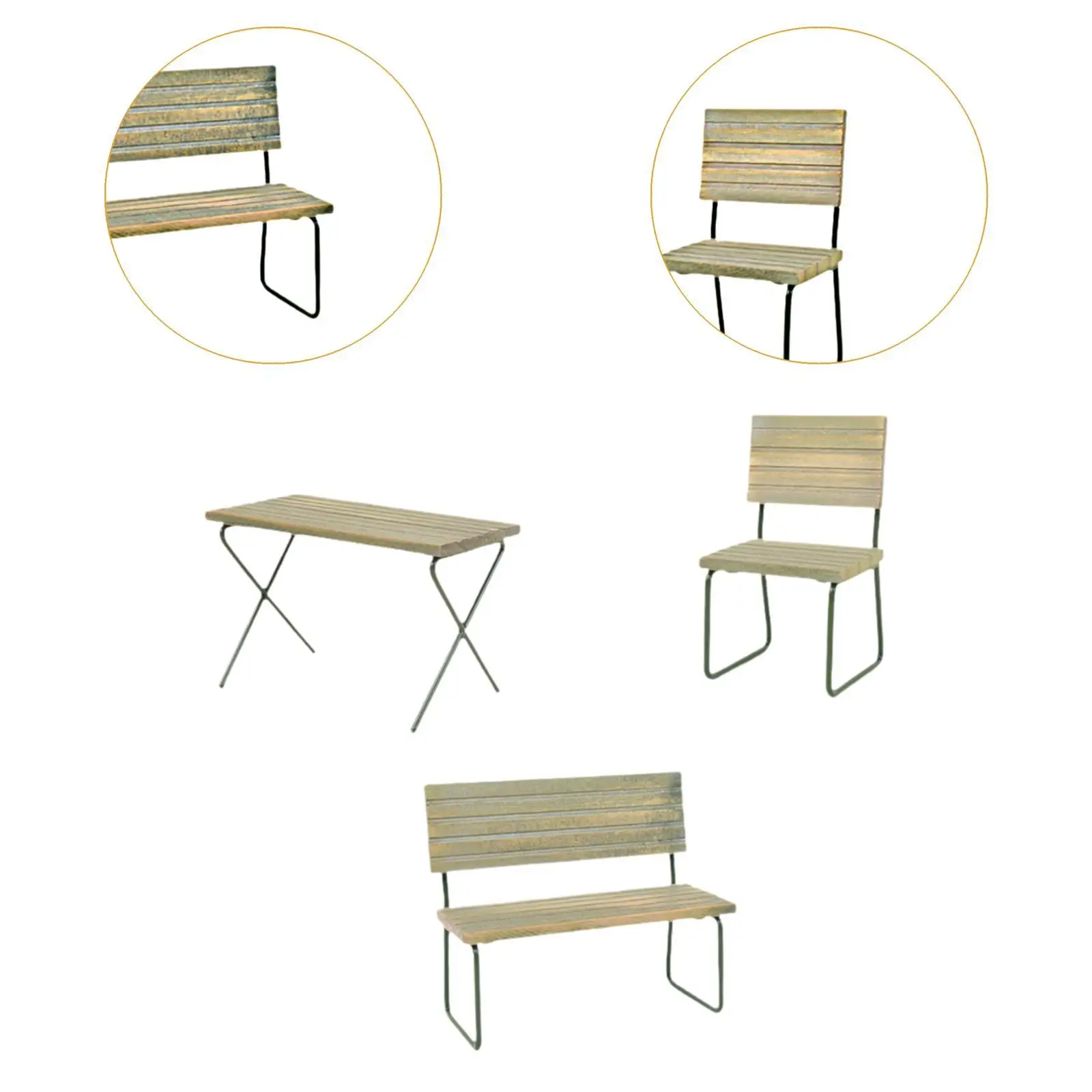 1/12 Dollhouse Table Chairs Set Mini Miniature Dining Set Props for Ornament