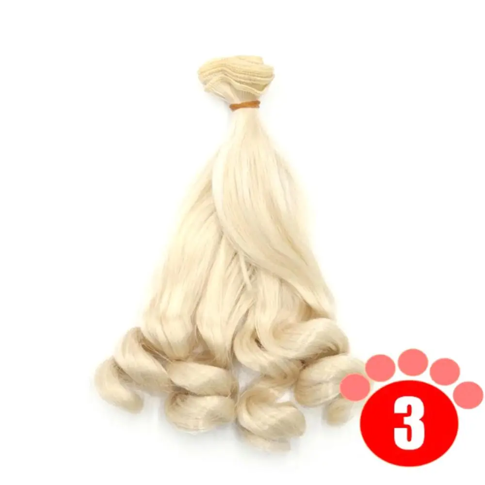 Peluca BJD rizada de fibra resistente al calor para DIY, color liso