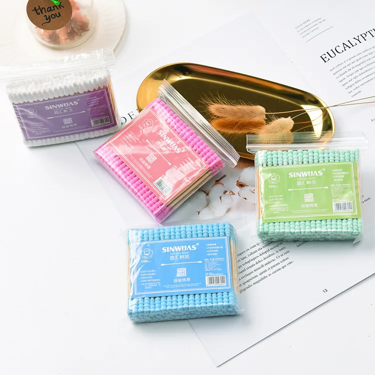 100 Uds hisopo de algodón de bambú para bebé limpieza de orejas tampones salud belleza hisopo de algodón palos de limpieza de orejas - imagen 5