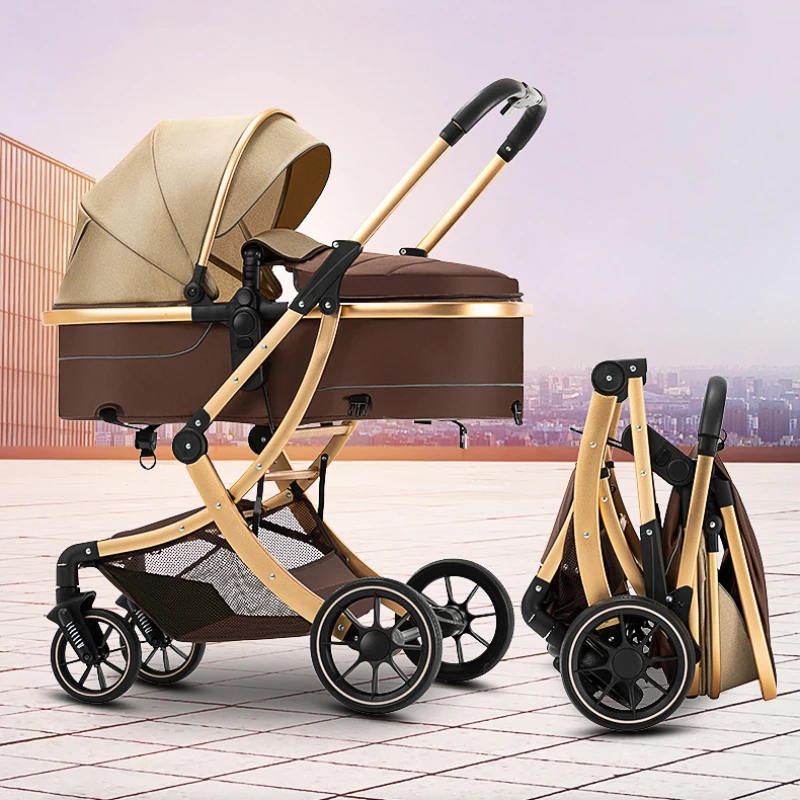 2025 NUEVO Cochecito de bebé 2 en 1 Cochecito de bebé de alto paisaje Se puede invertido y plegado Carro con ruedas para niños - imagen 3